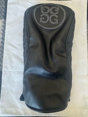 GFore Black Leather Golf Headcover with Embroidered Double G Logo